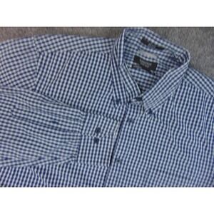 Nordstrom Shirt Mens XL Regular Fit Blue White Gingham Check Button Down Collar